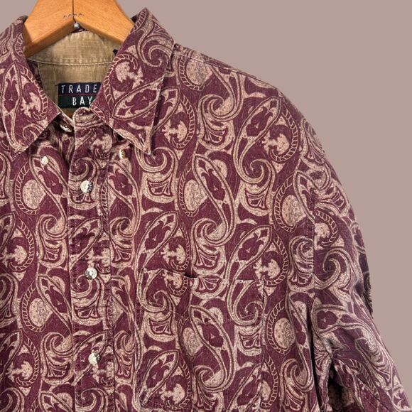 Classic Vintage 90s Trader Bay Paisley Print Button Down - Picture 2 of 8